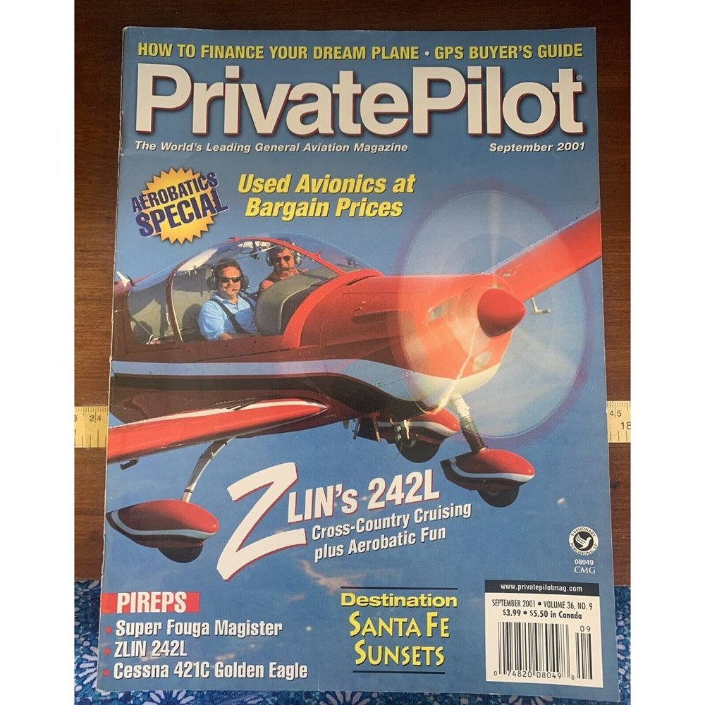 Private Pilot Aviation Magazine Sept  2001 Aerobatics GPS ZLin Cessna Plane